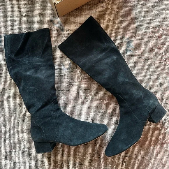 Doen Cannes Black Suede Knee-High Women's Boots sz 40/9 - Picture 2 of 5